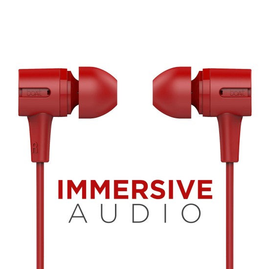 boAt Bassheads 102 in Ear Wired Earphones with Mic(Fiery Red) boAt Bassheads 102 in Ear Wired Earphones with Mic(Fiery Red)
