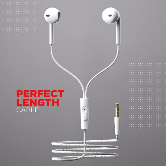 boAt Bassheads 105 Wired in Ear Earphones with Mic (White) boAt Bassheads 105 Wired in Ear Earphones with Mic (White)