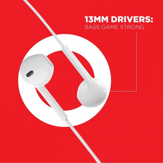 boAt Bassheads 105 Wired in Ear Earphones with Mic (White) boAt Bassheads 105 Wired in Ear Earphones with Mic (White)
