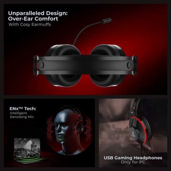 boAt Immortal IM-400 7.1 Channel PC USB Gaming Over-Ear Headphones with 50mm (Black Sabre) boAt Immortal IM-400 7.1 Channel PC USB Gaming Over-Ear Headphones with 50mm (Black Sabre)