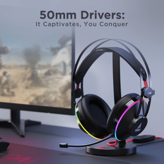 boAt Immortal IM-400 7.1 Channel PC USB Gaming Over-Ear Headphones with 50mm (Black Sabre) boAt Immortal IM-400 7.1 Channel PC USB Gaming Over-Ear Headphones with 50mm (Black Sabre)