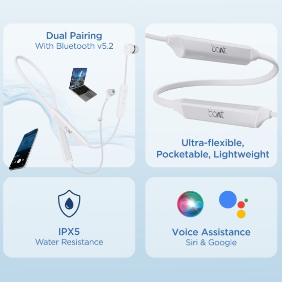 boAt Rockerz Trinity in Ear Earphones with 150H Playtime, Crystal Bionic Sound ENx™ (Just Blue) boAt Rockerz Trinity in Ear Earphones with 150H Playtime, Crystal Bionic Sound ENx™ (Just Blue)