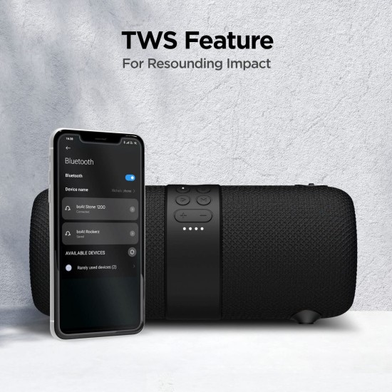 boAt Stone 1200 14W Bluetooth Speaker with Upto 9 Hours Battery, RGB LEDs, IPX7 and TWS Feature(Black) boAt Stone 1200 14W Bluetooth Speaker with Upto 9 Hours Battery, RGB LEDs, IPX7 and TWS Feature(Black)