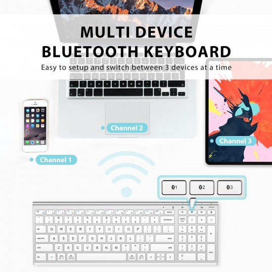 iClever BK10 Bluetooth Keyboard, Multi Device Wireless Keyboard Rechargeable Bluetooth 5.1 Stable /White iClever BK10 Bluetooth Keyboard, Multi Device Wireless Keyboard Rechargeable Bluetooth 5.1 Stable /White