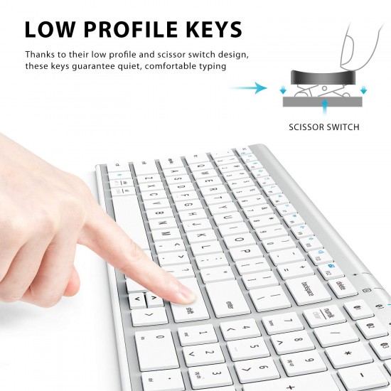 iClever BK10 Bluetooth Keyboard, Multi Device Wireless Keyboard Rechargeable Bluetooth 5.1 Stable /White iClever BK10 Bluetooth Keyboard, Multi Device Wireless Keyboard Rechargeable Bluetooth 5.1 Stable /White