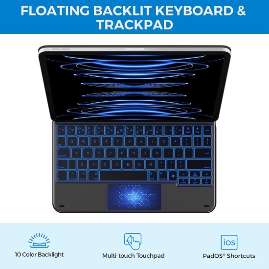 Typecase Edge Magic Style Keyboard for iPad Air,Keyboard case with Multi-Touch Trackpad, 10-Colors Backlights, Bluetooth Typecase Edge Magic Style Keyboard for iPad Air,Keyboard case with Multi-Touch Trackpad, 10-Colors Backlights, Bluetooth