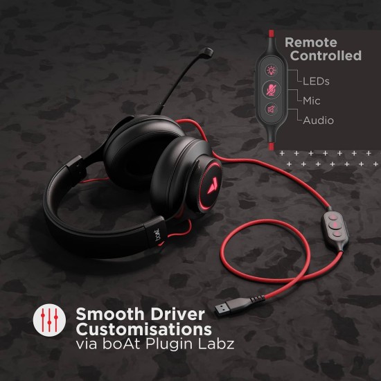 boAt Immortal IM1000D Dual Channel Gaming Wired Over Ear Headphones with mic (Black Sabre) boAt Immortal IM1000D Dual Channel Gaming Wired Over Ear Headphones with mic (Black Sabre)